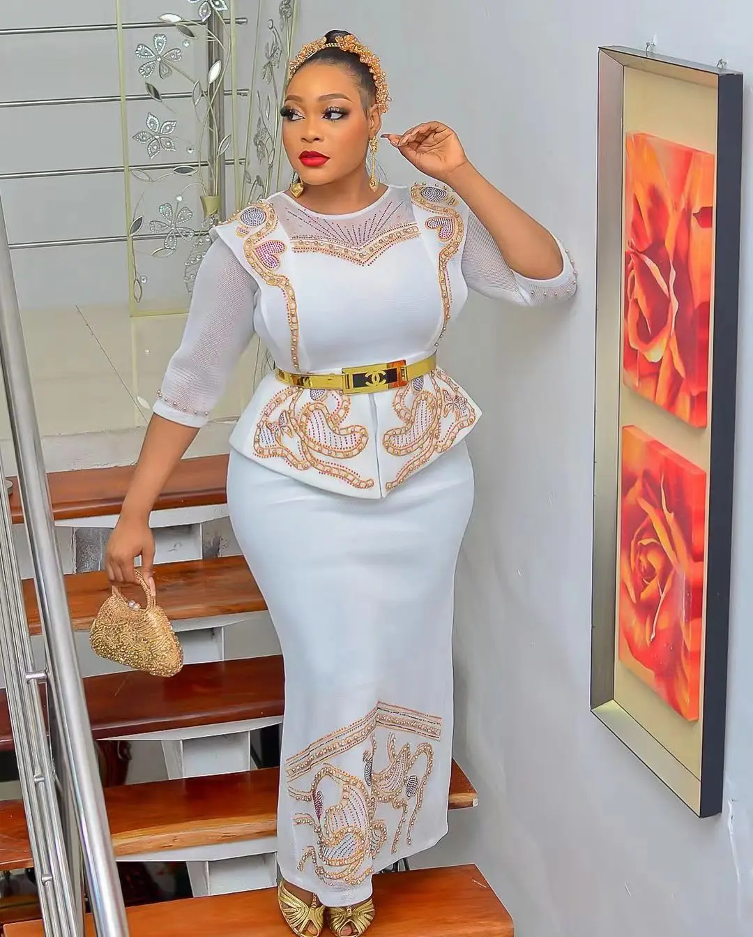 New Fashion African Top and Skirt For Women Dresses Dashiki Two Pieces Set Turkey Outfit For Party