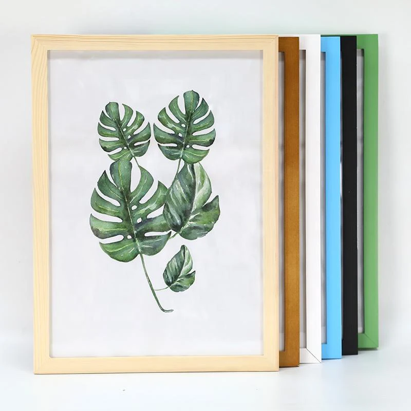 Frame A0 A1 A2 A3 A4 8x10 11x14 Photo Picture Frame for Wall Pine Wood Oak Solid 13 Colors Black White Pink Blue Brown Aibo Zk