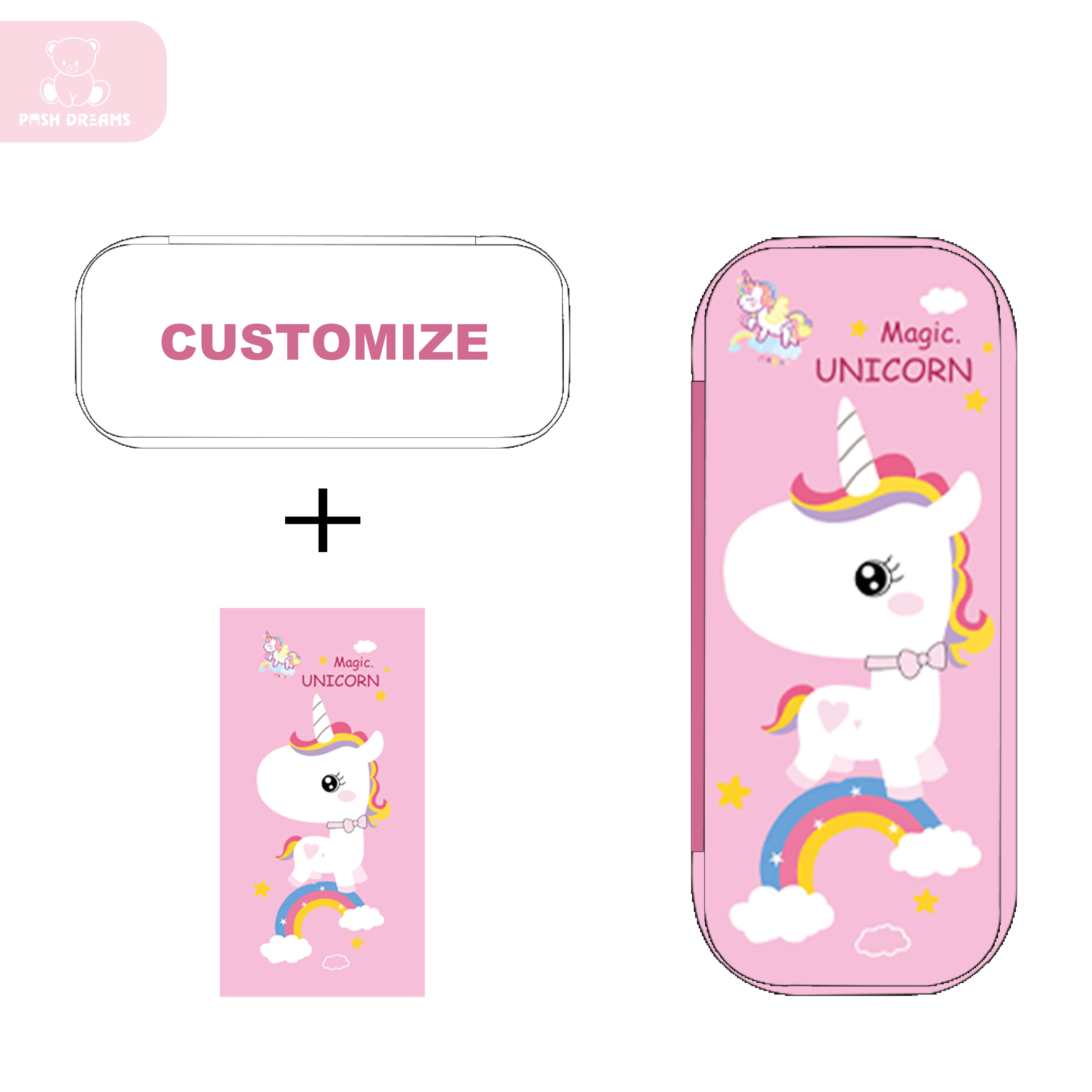 POSH DREAMS  Customizable pattern logo large capacity 3d eva cloth cartoon pencil case canvas pu pencil pouch