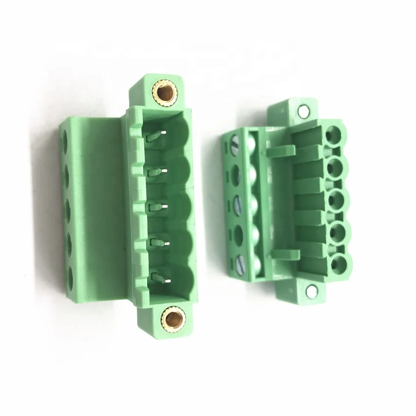 KF2EDGKR-5.08 terminal block connector Wire to wire plug in screw terminal blcoks 15A 300V WJ2EDGKRN with flange ears