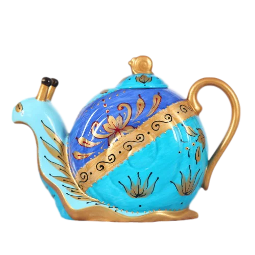 Красивый синий керамический чайник с животными, экологически чистый фарфоровый чайник для ресторана