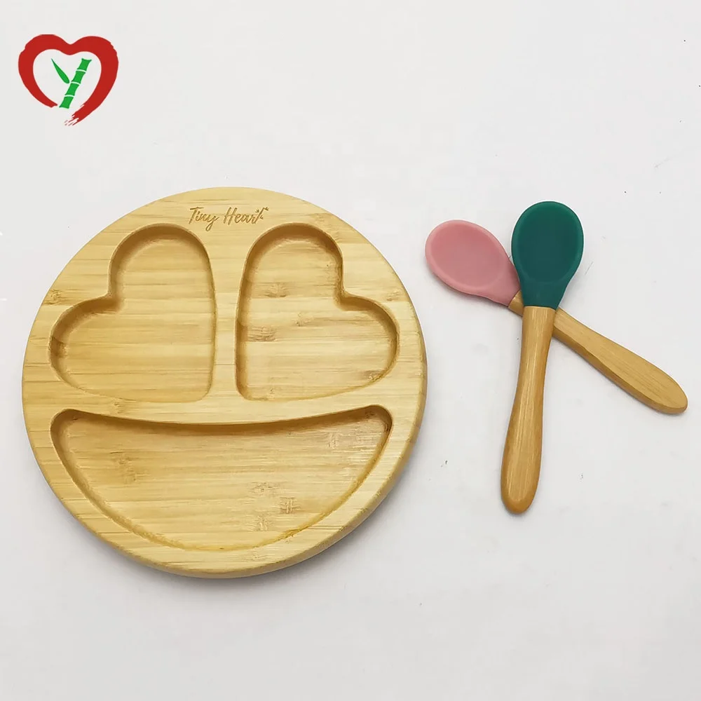 
Baby Gift Set Bamboo Feeding Plate + Bowl + Spoons With Custom Shape 