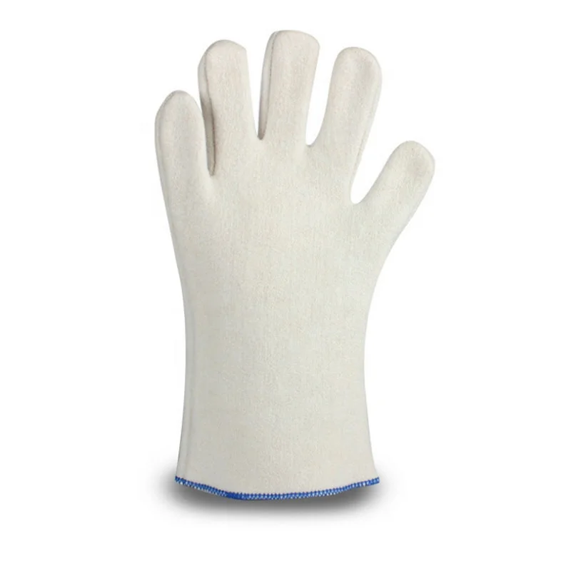 Stock200 Degree Celsius Contact Heat Resisting CASTONG White Polyester Felt Heat Resistant Safety Working Gloves for Welding