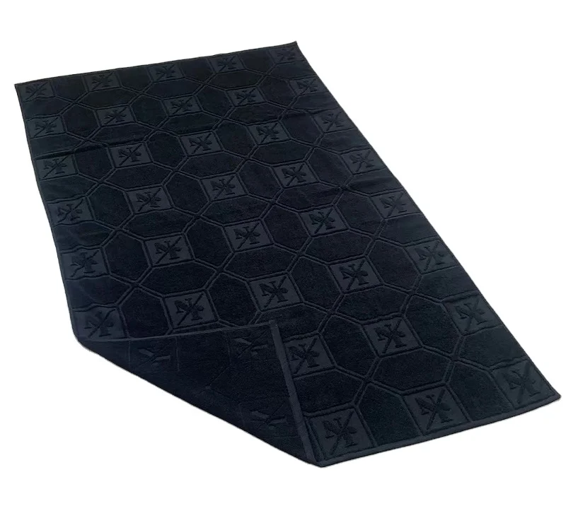 Customized Embossed Logo 100% cotton Bath Towel good thickness black cotton bath towel