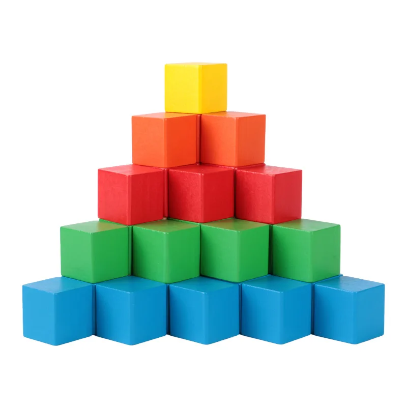 Felisu Math teaching aids cube building blocks Primary School wooden small squares assembling three-dimensional geometric model