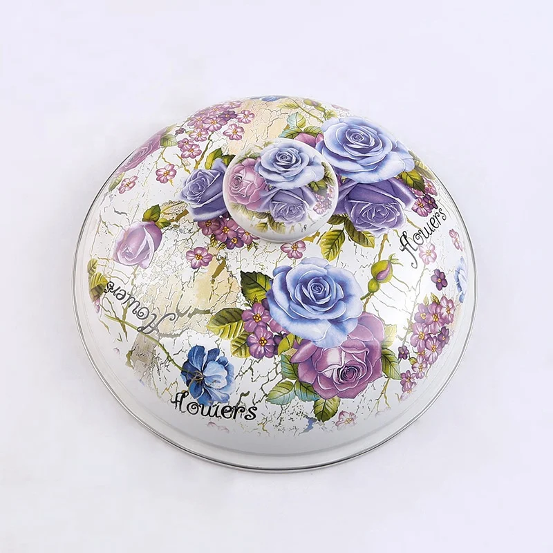 Enamel High Pot Stock Pot Enamel Casserole with Tube Handle Knob Glass Lid Cover 16/18/20/22/24/26cm Ollas de peltre Pewter