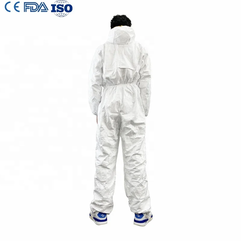 Wholesale EN14126 coverall suit tyvek coverall disposable safety chemical waterproof coverall type 5 size XL XXL XXXL
