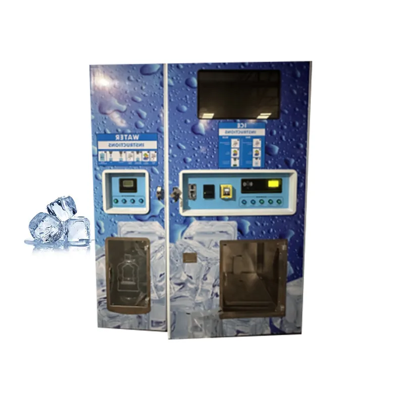 Outdoor Ice Block Maker And Purified Water Vending Machine With Auto Bagging