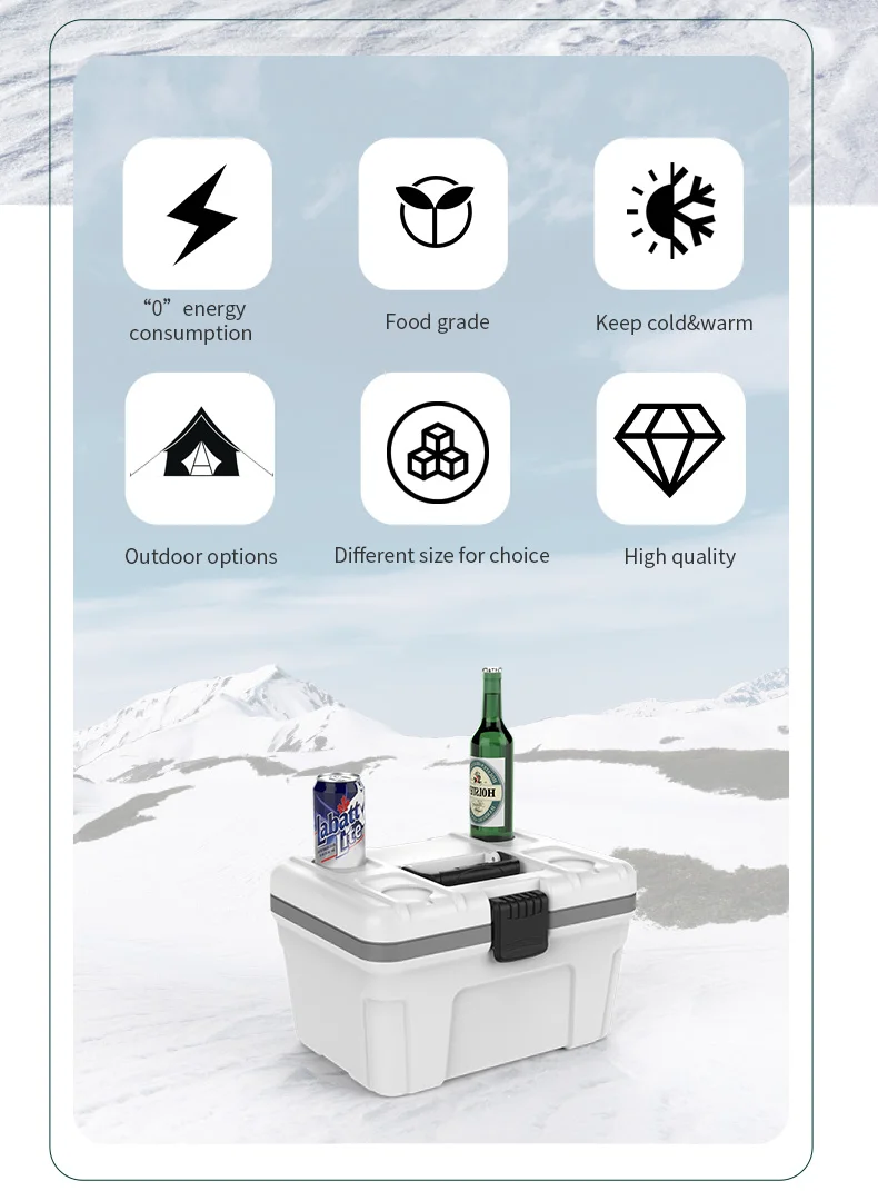 12L Plastic Cooler Solar Fishing Cooler Box Camping Cooling Box Small PU Foam Fish Ice Cooler Box
