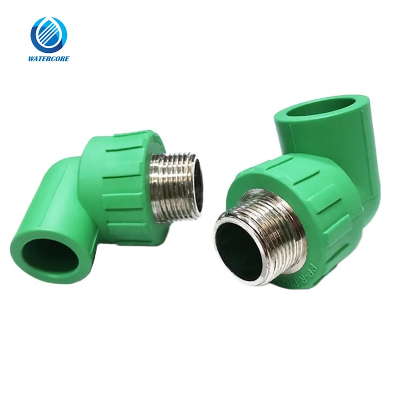 Wholesale DIN8077 8078 Standard Environment-Friendly PPR Pipe Fitting 90 Degree Elbow Male Threaded Elbow with Brass