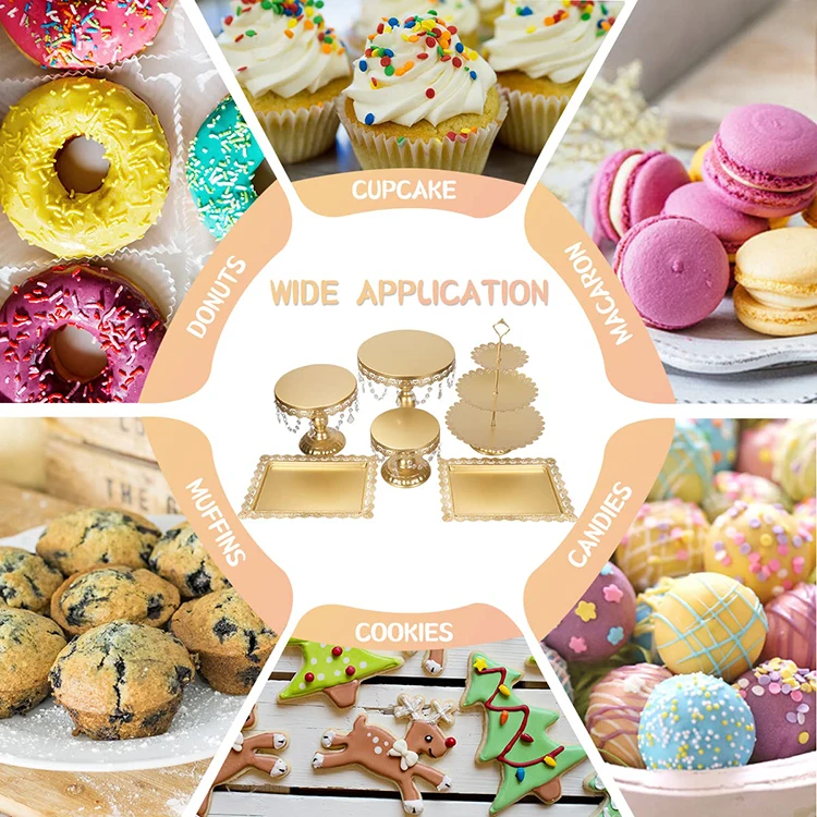 Hot Selling Luxury Cupcake Buffet Cupcake Holder Stainless Steel Wedding Cake Stand Dessert Display Stand With Crystal Beads