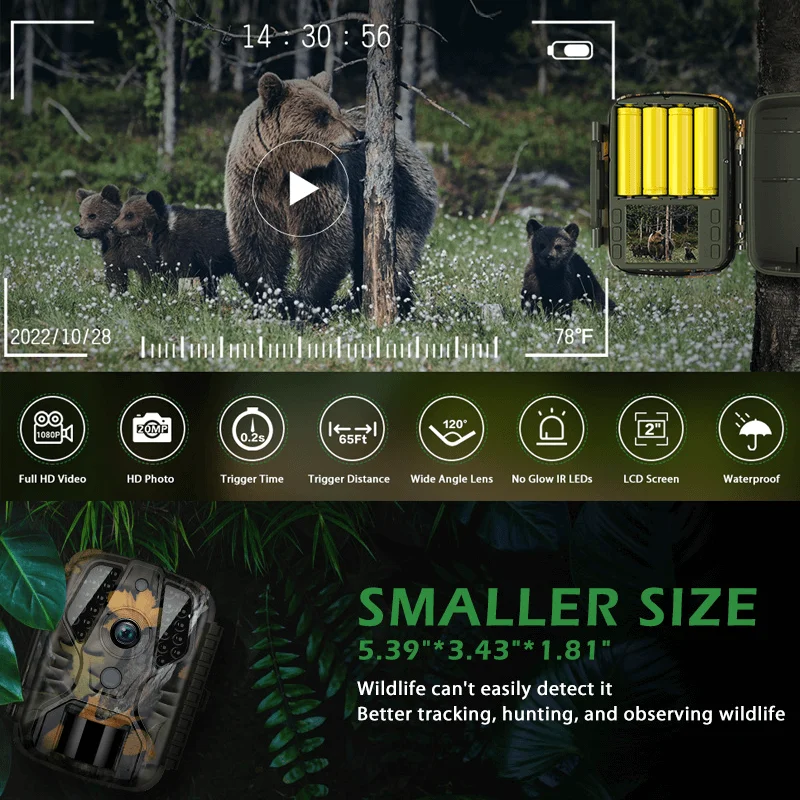 Mini Tracking Exploration camera 20MP 1080P with night vision sports activated outdoor waterproof hunting wildlife defense camer