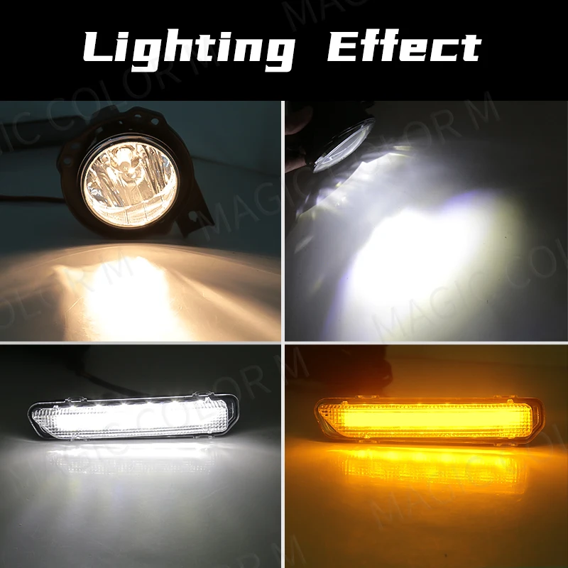 Led Fog Lamps Daytime Running Light DRL For Toyota Raize 2020 2021 2022 Driving Daylight Halogen White Yellow Car Accessories