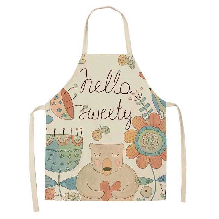 wholesale European cartoon lovely Rabbit cotton hemp apron supports custom-made