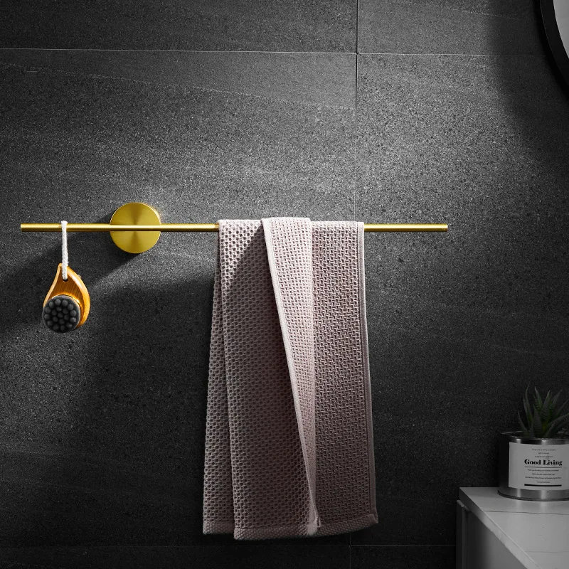 Bathroom towel bar new design free punch toilet towel rack European style wall hanging towel single rod