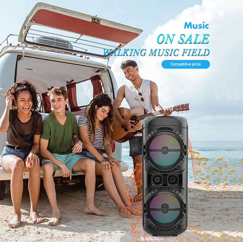 Factory Direct Fashion Wireless Party Big Size Professional Bluetooths Dj Box Battery Powered Wireless Speaker With Light Mic