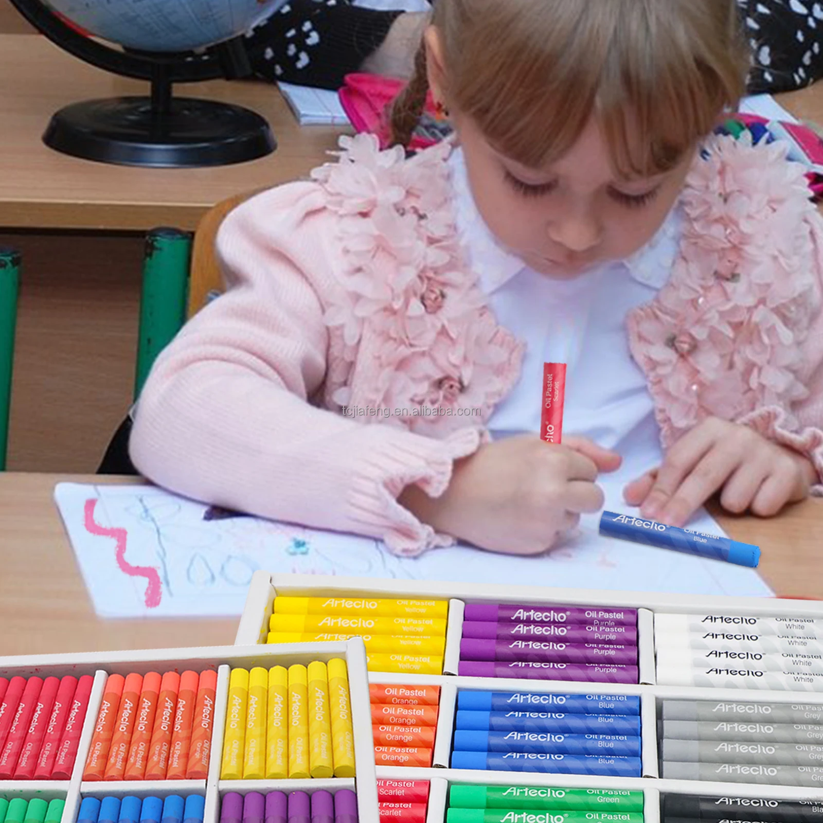 Artecho 12 colors 432 pcs round super soft oil pastel sticks for art supply