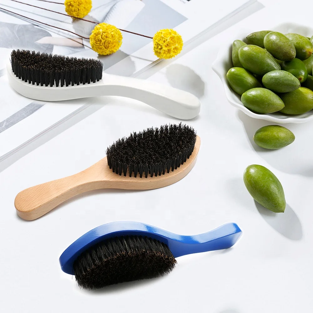 Wholesale 100%  boar bristle 360 curved hard custom hair wave brush man beard brush
