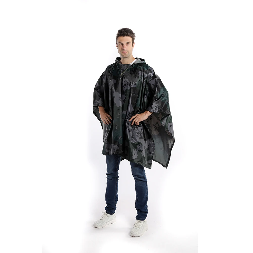 Adult Outdoor Hiking Cycling One-piece Raincoat poncho Polyester Raincoat Cloak with PVC PU Coating