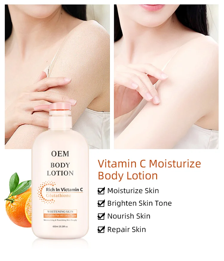 OEM Fully Effective Organic Vitamin E Lightening Skin Whitening Body Lotion Bleaching Cream For Dark Skin