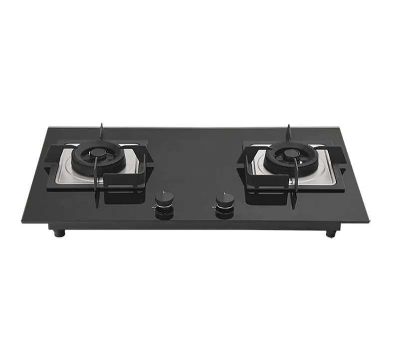 Hot Sell GF2K404 8mm Tempered Glass Metal Knob Battery Ignition 76CM 2 Burner Gas Hob