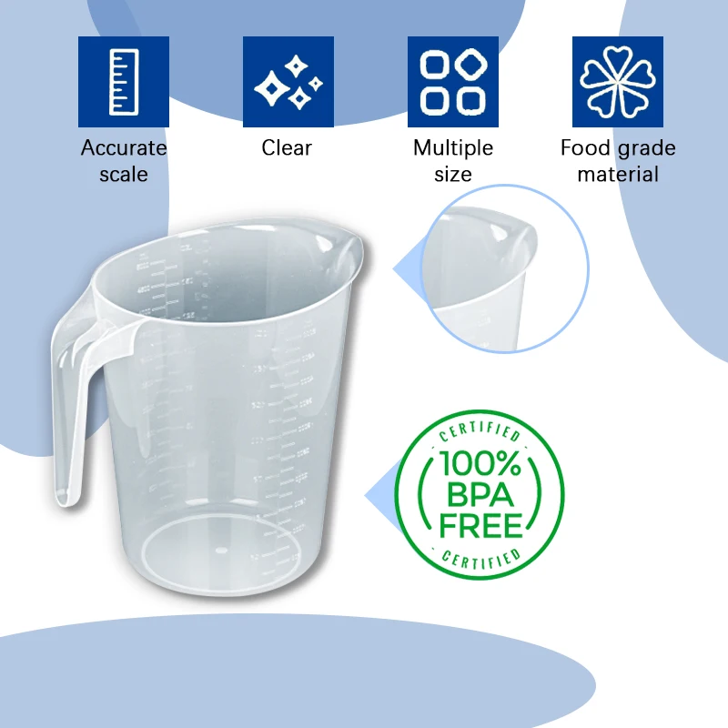 Hot Sale Sustainable Clear Digital Food Water Measure Tool Set Plastic Measuring Cups Jug For Hotel Bar Kitchen