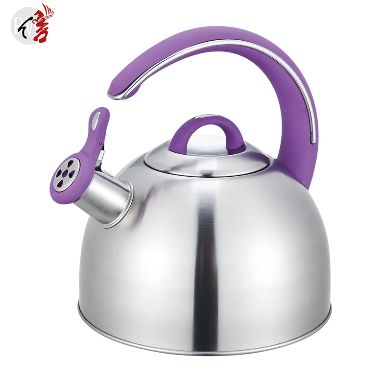 Realwin Kitchen Coffee Gas Stove Metal Customized Stainless Steel Whistling Tea Kettle With Marble Coating Handle