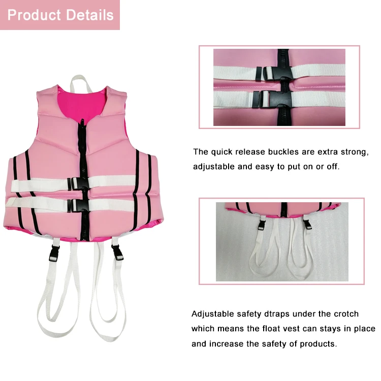 Pink Adult Buoyancy Floating Swim Vest Neoprene Life Jacket with Adjustable Safety Strap for Woman Paddle Boarding Kayaking