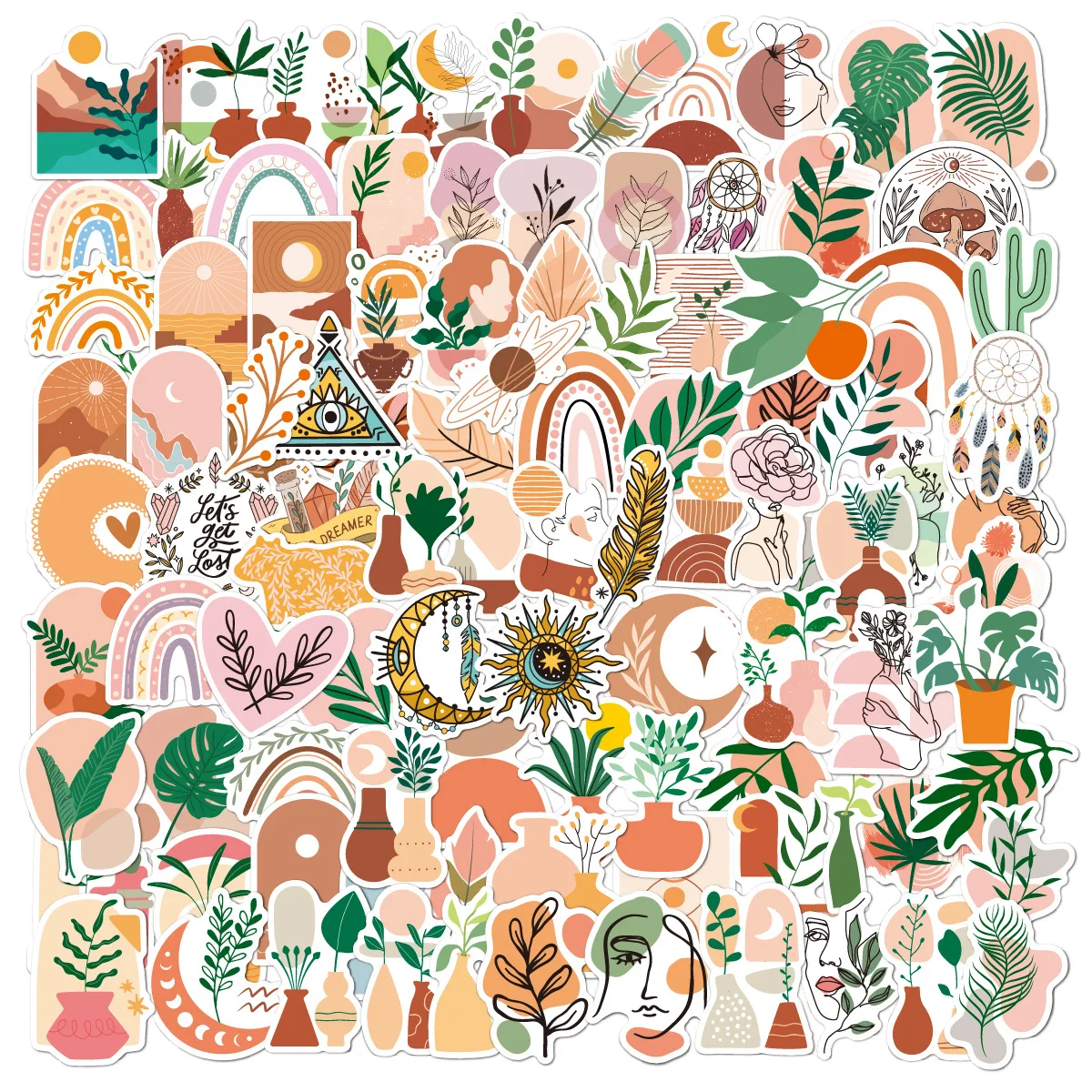 Waterproof 100pcs Adhesive Sticker Luggage Art Sticker for Children Wall Window Car Decorative