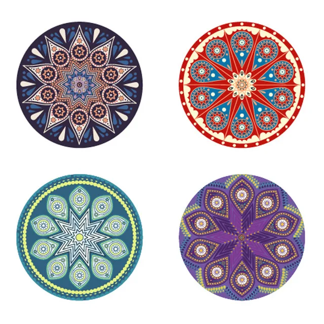 Лидер продаж на Amazon 2022, круглые керамические подставки с пробковой спинкой и сублимационным дизайном мандалы