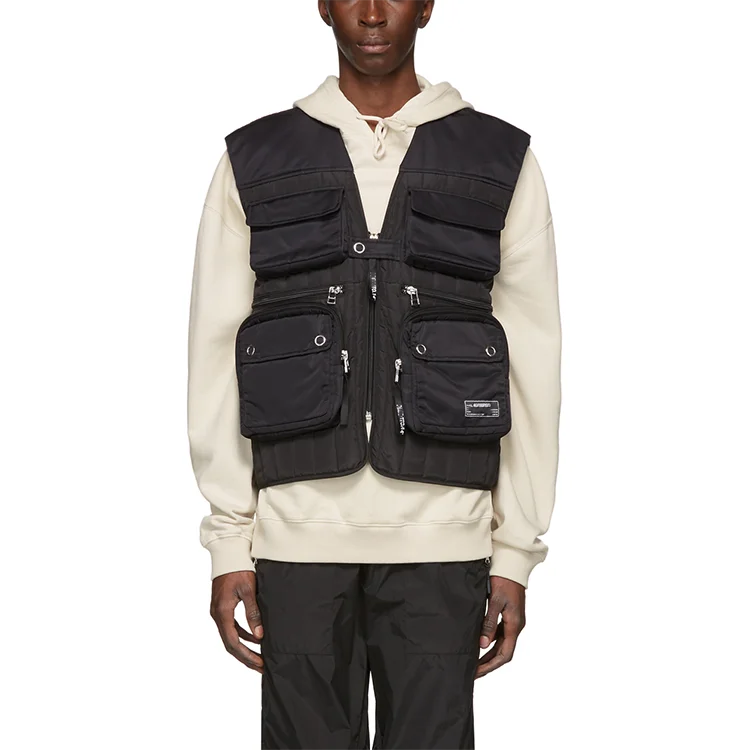 Wholesale Autumn Custom High Quality Man Black Utility Tactical Gilet Vest with Pockets