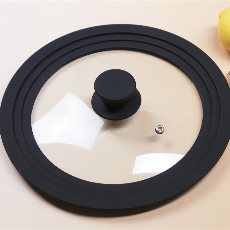 LFGB Food Grade  Multi Size Frying Pan Kitchen Universal Safe Pan Pot Silicon Tempered Glass Lids with handle for pan cookware