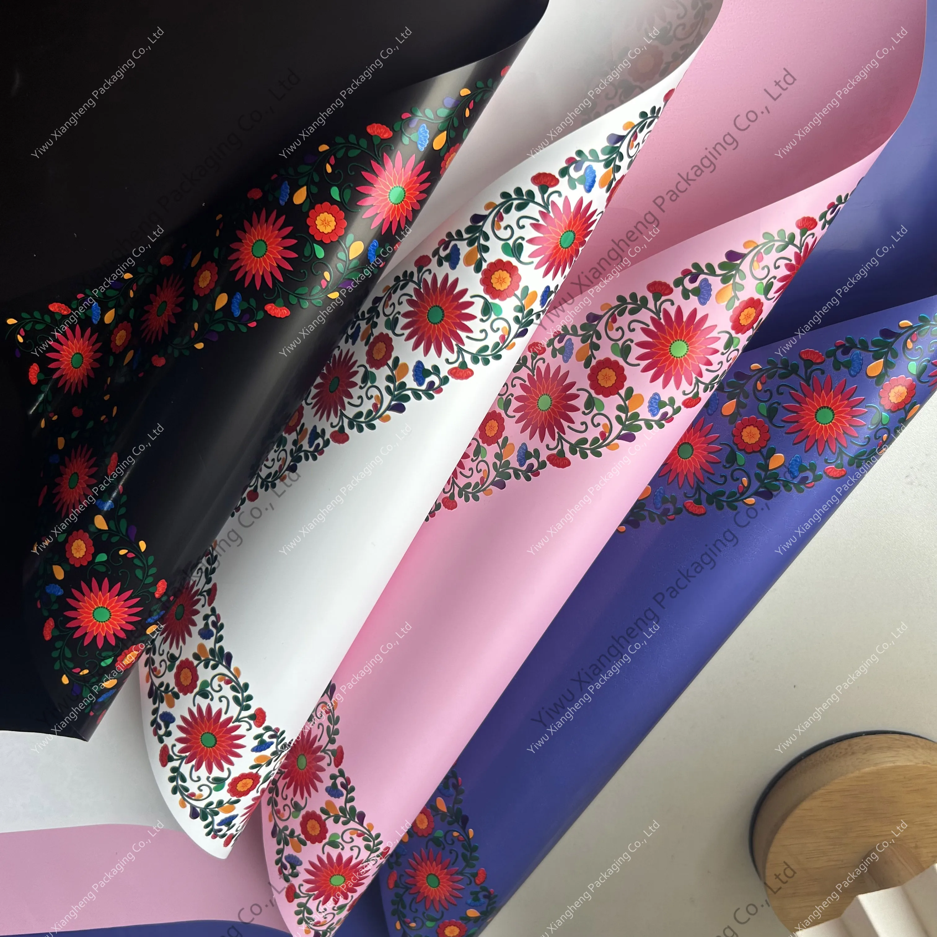 Waterproof Wrapping Paper Solid paper with floret border florist Korean paper packaging material supplies