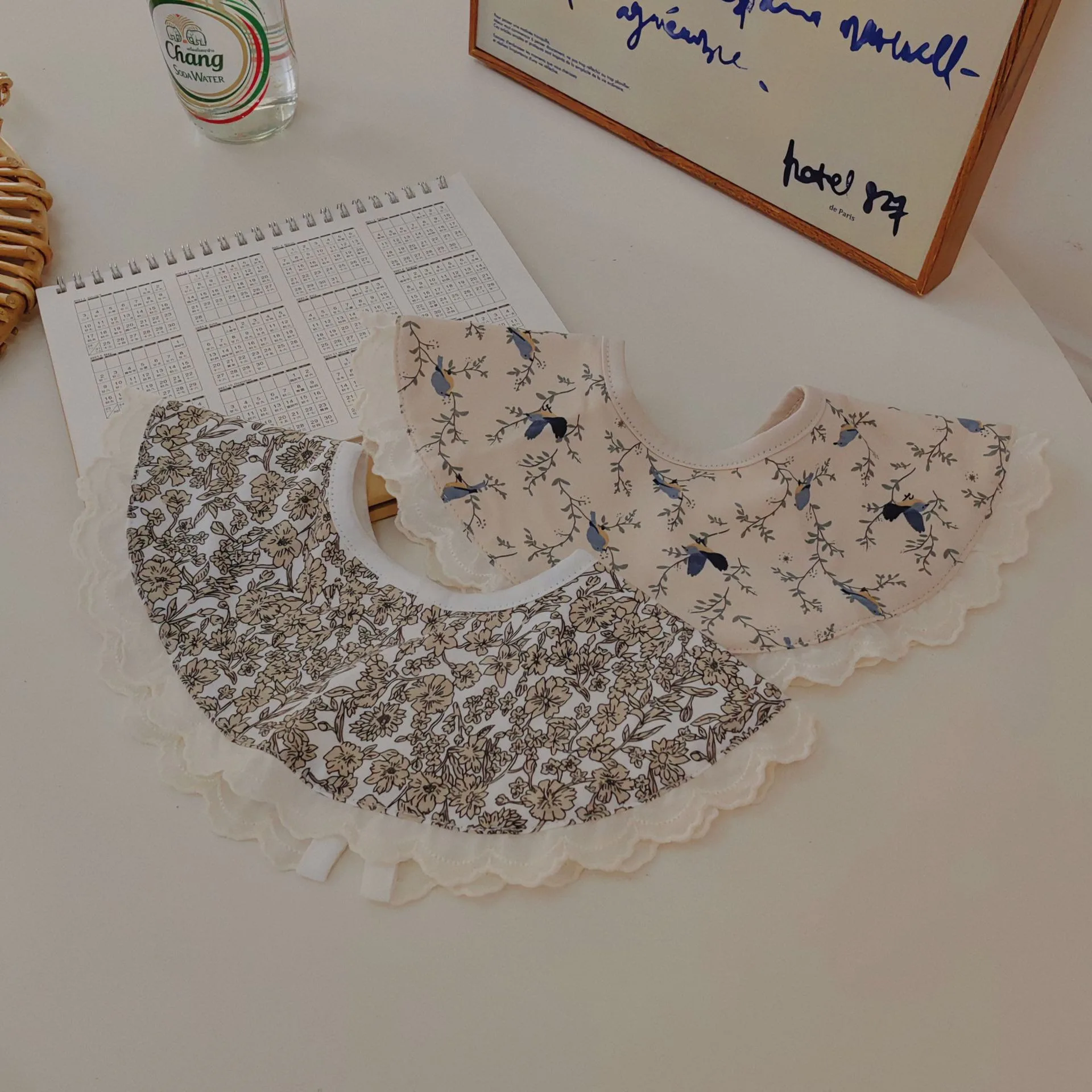 MU INS Korean version new baby saliva towel petal 360 degree rotatable baby bib pure cotton bib for mother and baby products