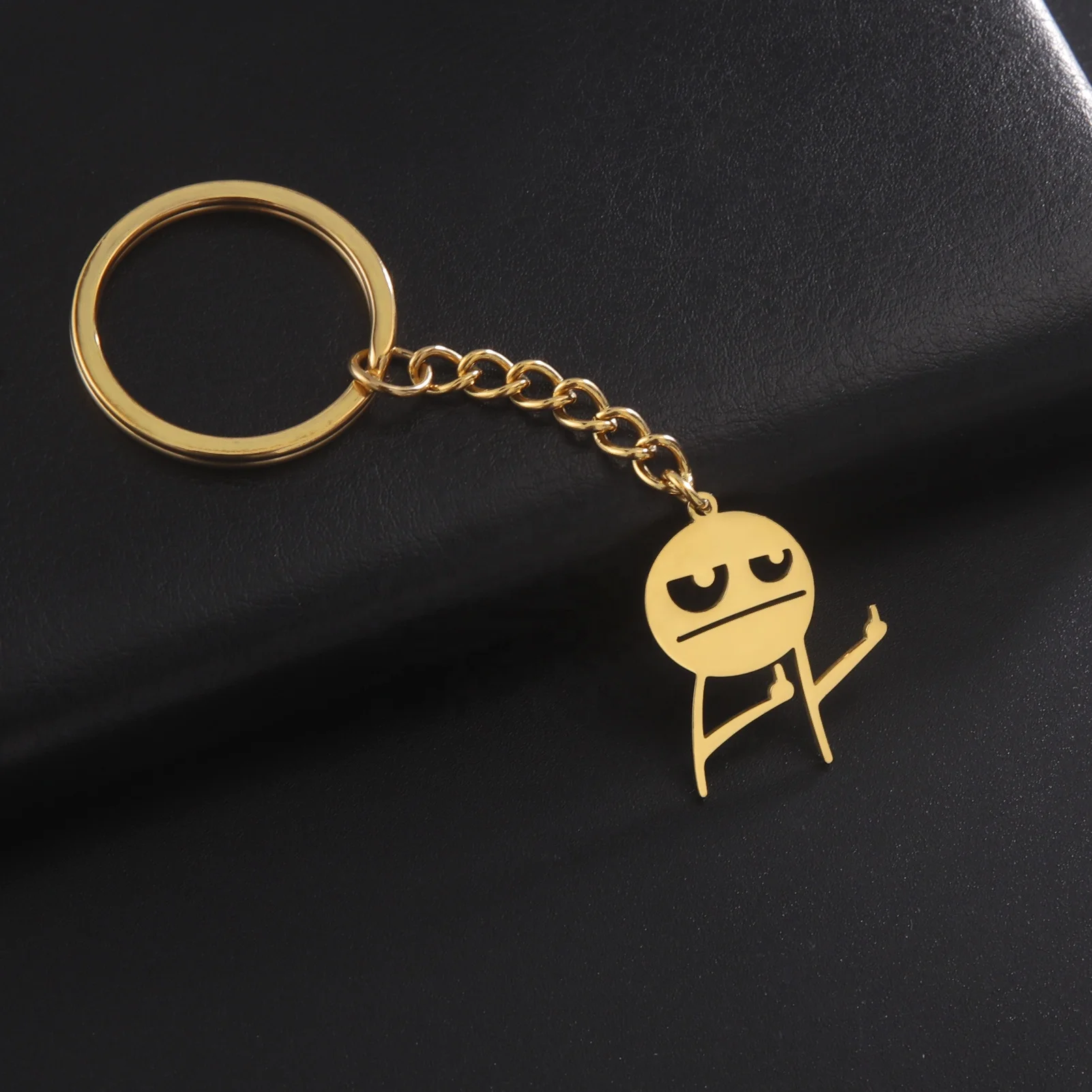 Funny Middle Finger Stickman Keychain Trend Stainless Steel Bag Car Key Pendant Couple Trinket Gift Keyrings