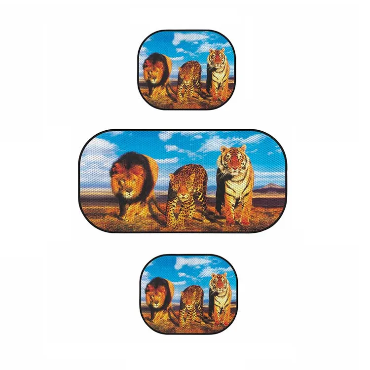 Windshield Colorful Printing Animal Picture Foldable Side And Rear Car Sun Shade Set