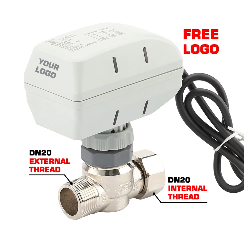 DN20 Brass Ball Valve Electric Two-Way Stop Valve for Home Kitchen Normal Temperature Water Control AC24V/AC110V/AC220V ODM