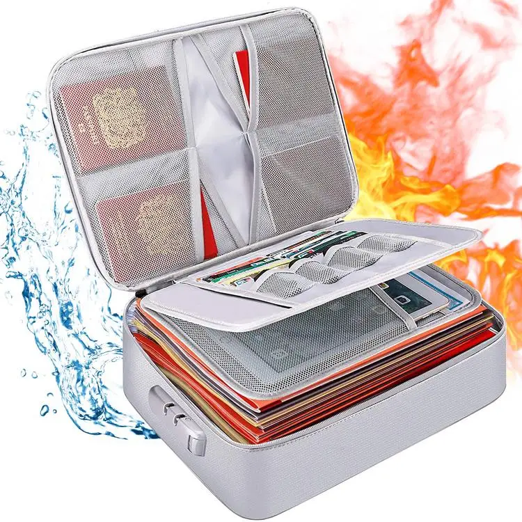 
Document Bag Multifunctional Waterproof File Case Fireproof Certificate Storage Bag 