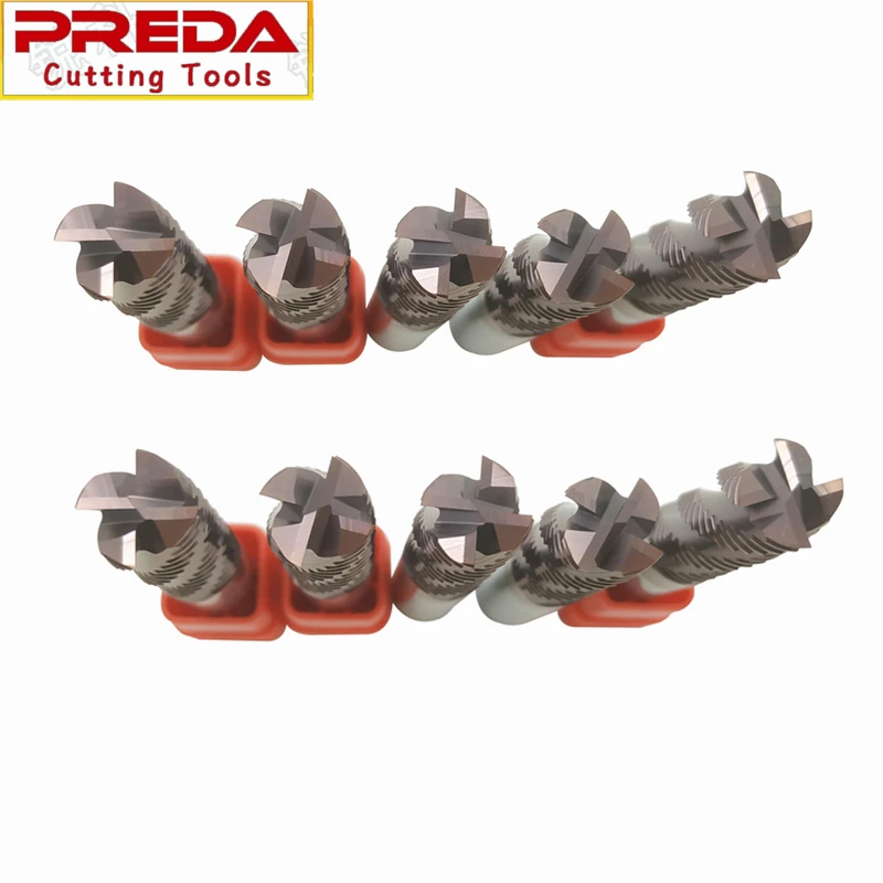 Preda cutting tools CNC HRC55 TiAlN Coating solid Carbide Mill 4 Flutes Rough End Mill