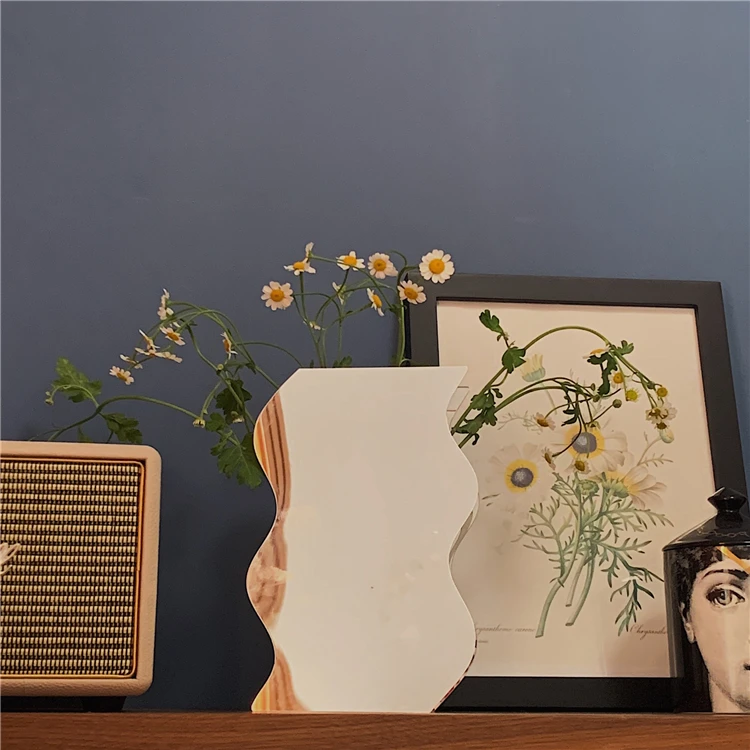 
Wave Shape Mirror Acrylic Vase for House Decoration Home Accessories Decorate Bedroom Living Room Coffee Shop With Great Quality 