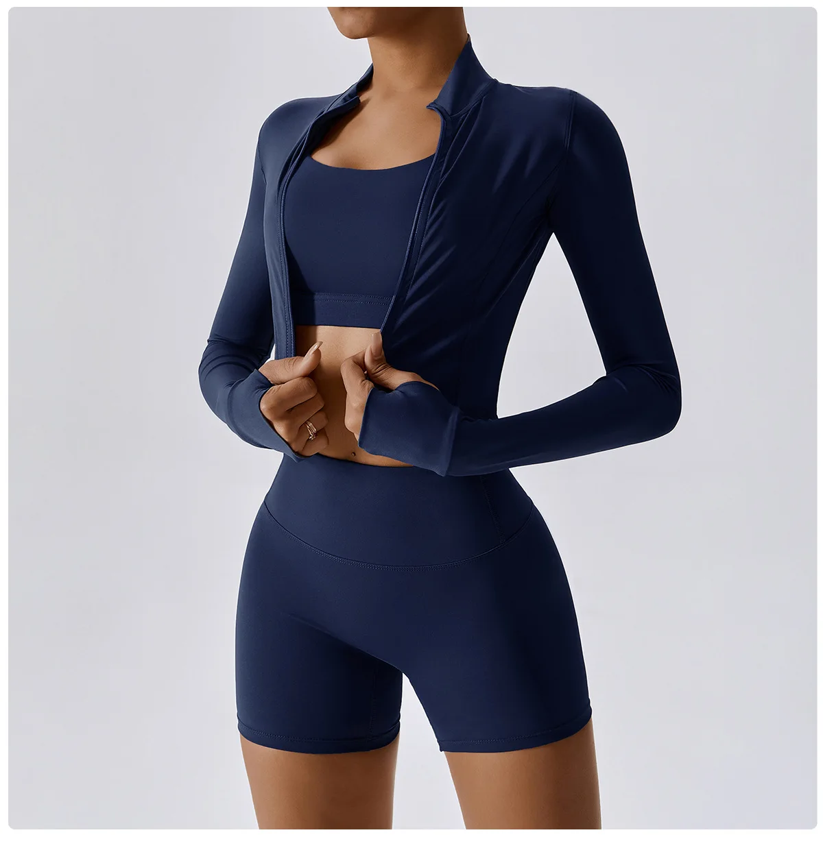 Yoke  Seamless Active wear 4 Piece Plus Size  Breathable Yoga Set Women Workout Gym Fitness Sets With Zipper Yoga Set