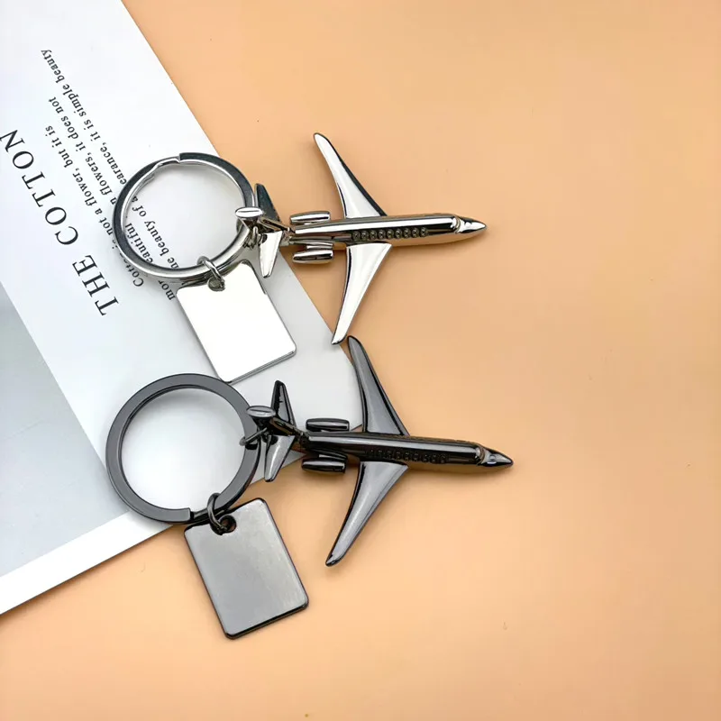 Manufacturer Custom Mini Metal 3D Bomber Fighter AirPlane Keychain For Travel Souvenir Gift Silver Aviation AirPlane Key Chain