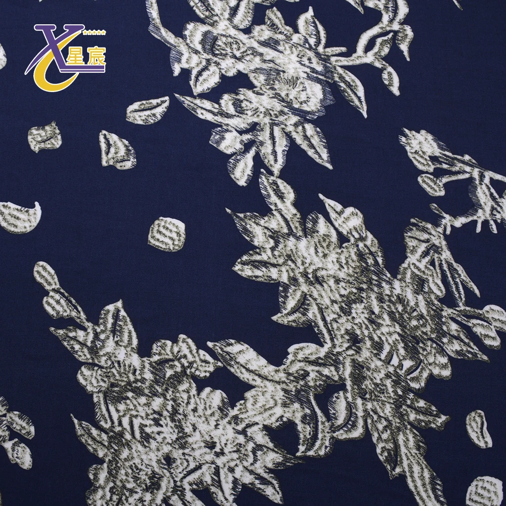 Товары для одежды Xingchen, в наличии, однотонная черная большая Цветочная 100 искусственная ткань с принтом
