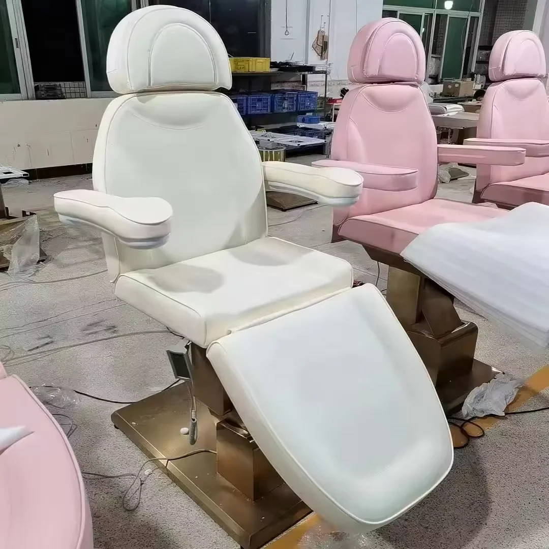 Hot selling beauty salon equipment metal golden stainless steel base electric beauty massage table