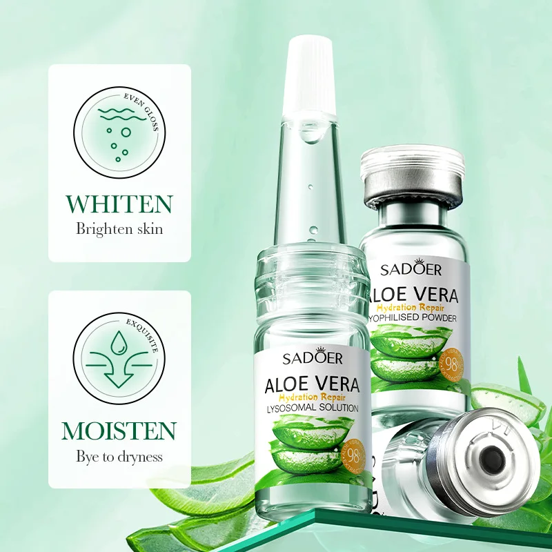 SADOER Wholesale Aloe Hydrating Repairing Lyophilised Powder Lysosomal Solution Repairing Acne Skin Brightening Moisturizing