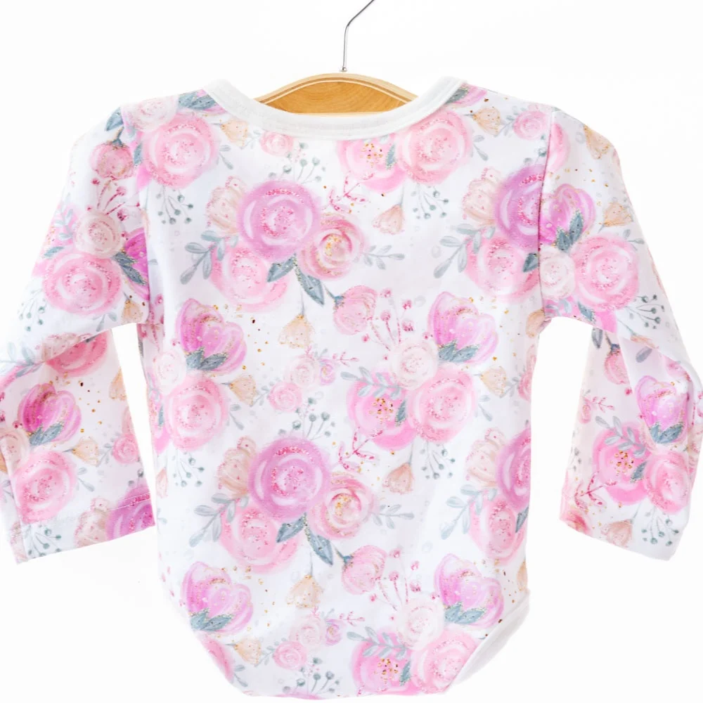 
Wholesale toddler boutique clothes custom design digital printing cotton stretch long sleeve baby girl suit romper 