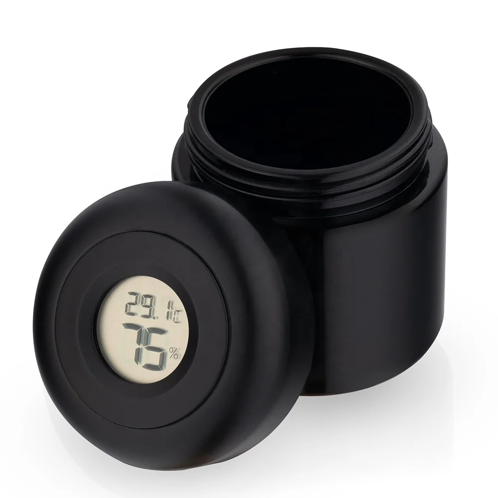 Smoking accessories 250 ML UV vacuum sealed container dark violet herb glass stash jar with humidity &temp sensor