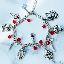 2021 New Design Waterproof Alloy Halloween Skull Black Red Chocker Necklace Charm Crystal Bracelet