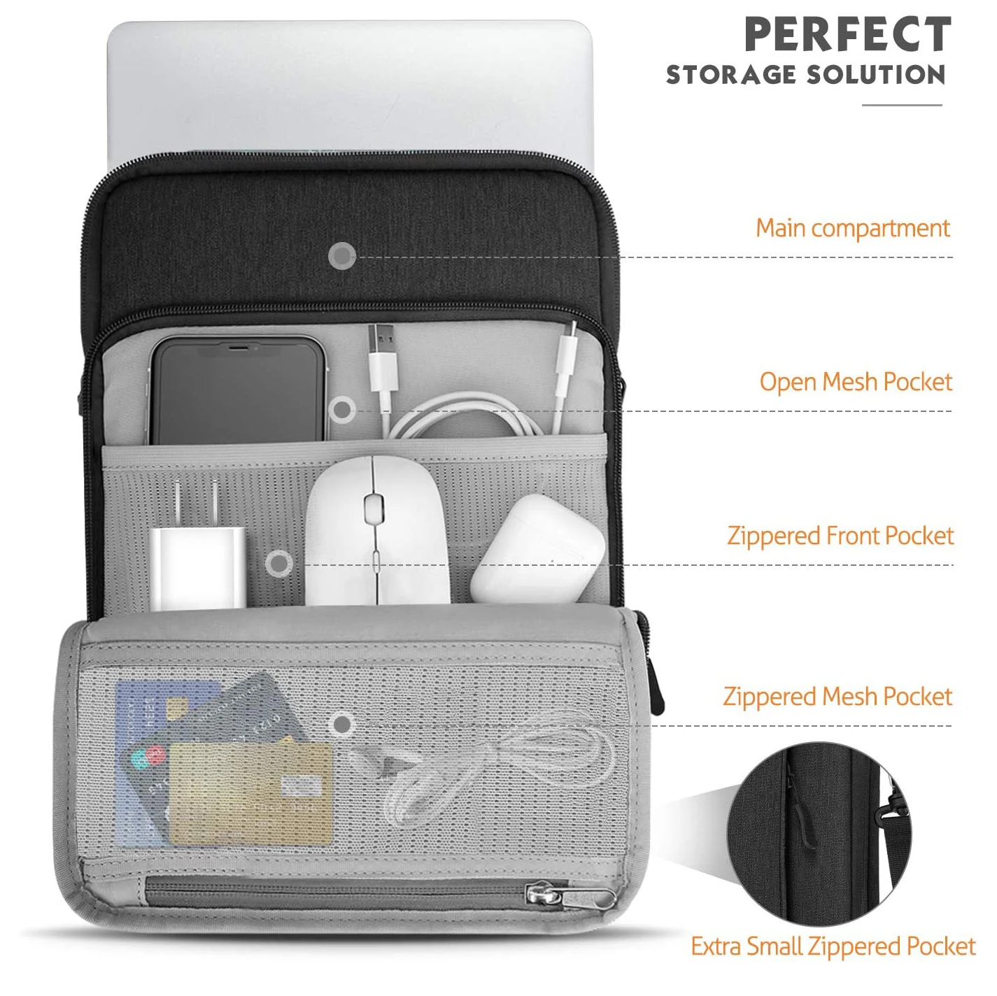 MoKo Carrying Pouch Portable Shoulder Strap Sleeve Case Bag Leisure Style Suits 12 13 13.3 Inch Laptop Tablet