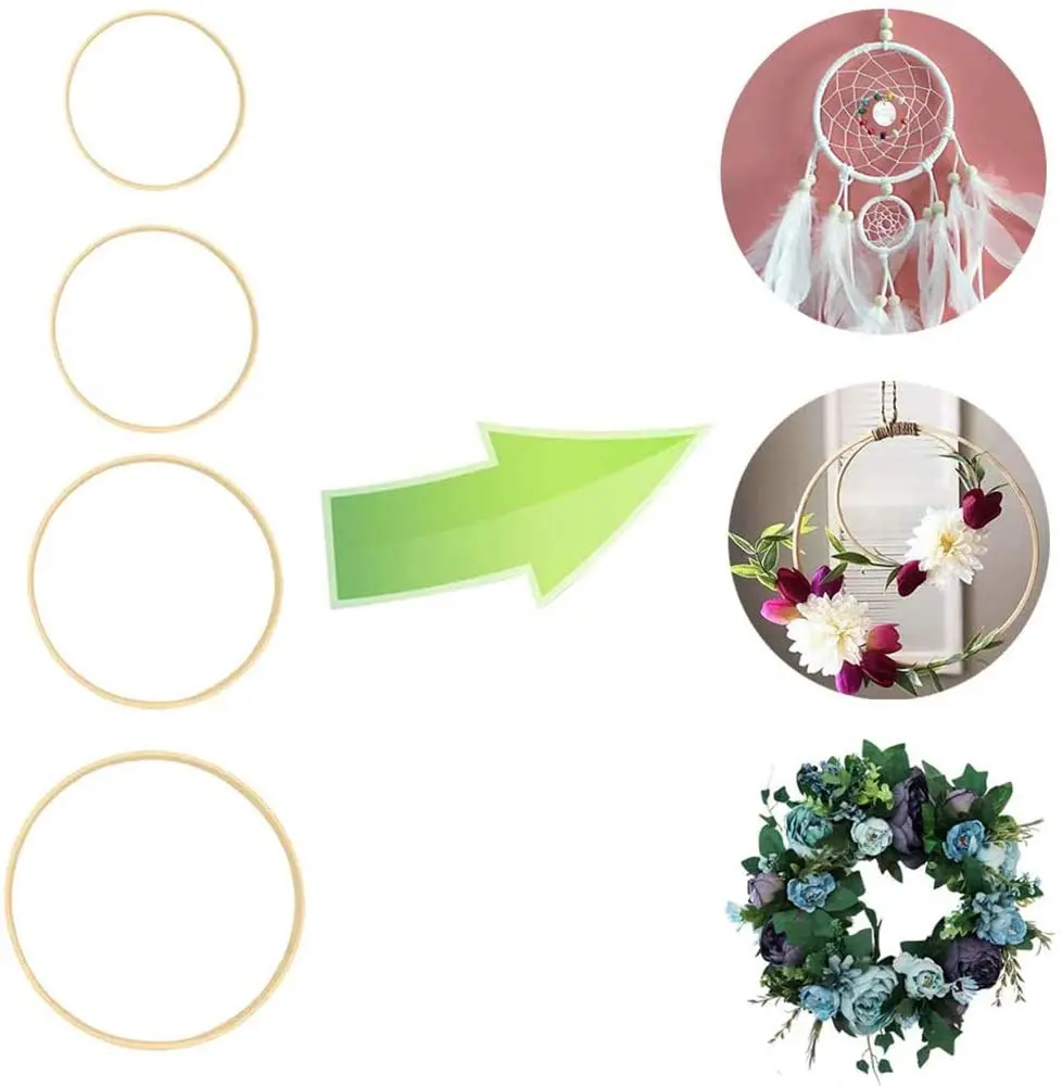 Wedding decoration unpainted round circles floral wreath wall hanging wooden craft hoop wood ring for dreamcatcher